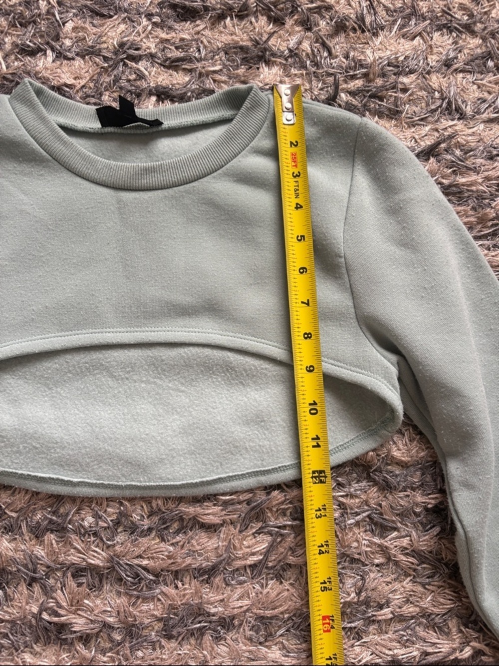 Cropped Sage Green Long Sleeve Shrug Crop Cardigan Size S - Picture 4 of 6